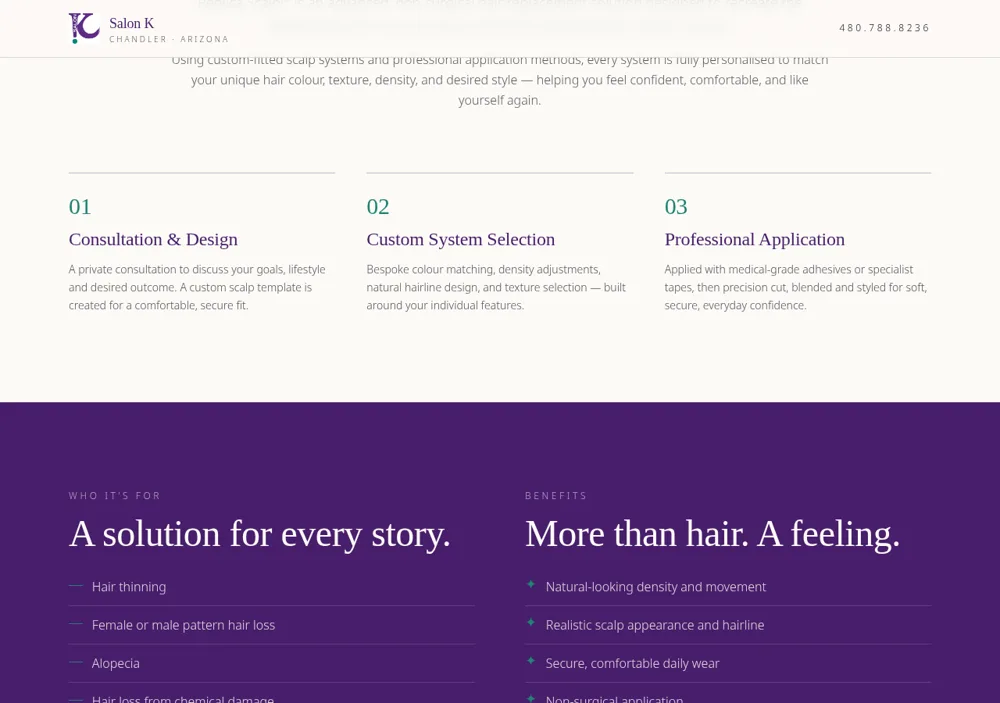 Salon K Replica Scalp Authorised Professional landing page preview